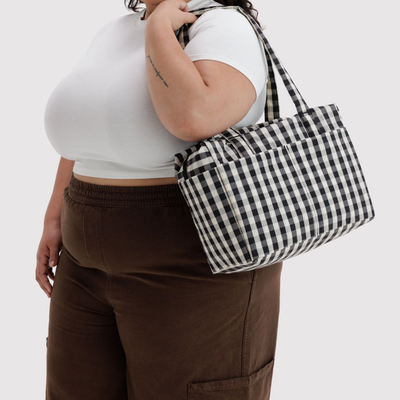 Everyday Cloud Bag - Black and Cream Gingham