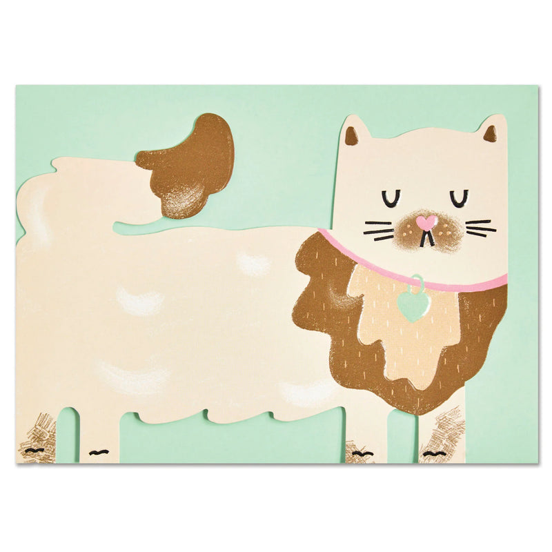 Persian Cat Cut Out Birthday Card