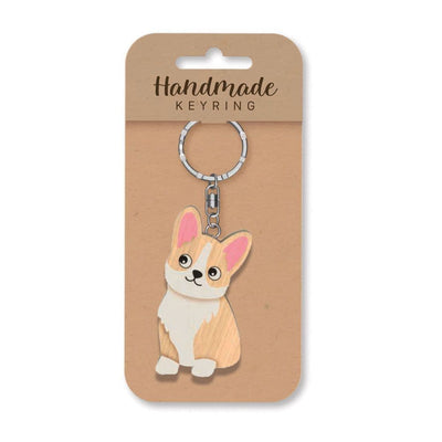 Wooden Handmade Keyring - Corgi