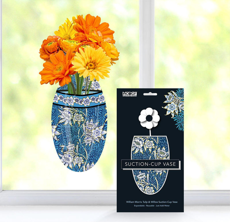 Suction Cup Large Flower Vase - William Morris Tulip - SpectrumStore SG