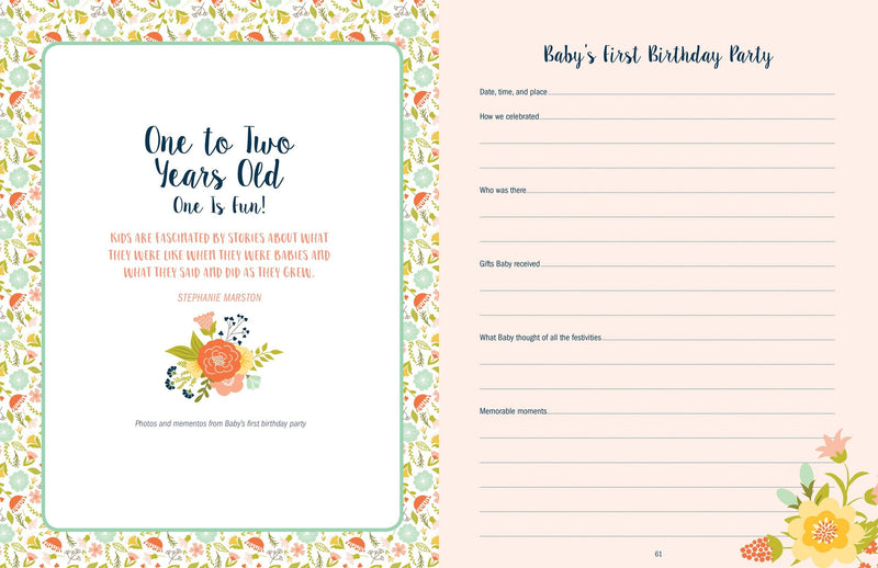 Baby's Book The First 5 Years - Floral - SpectrumStore SG