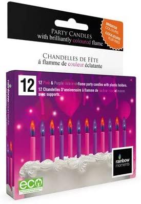 Coloured Flame Birthday Candles: Pink + Purple - SpectrumStore SG