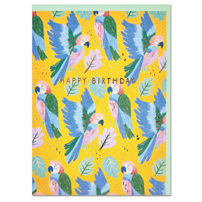 Colourful Parrot Pattern 'Happy Birthday' Card - SpectrumStore SG