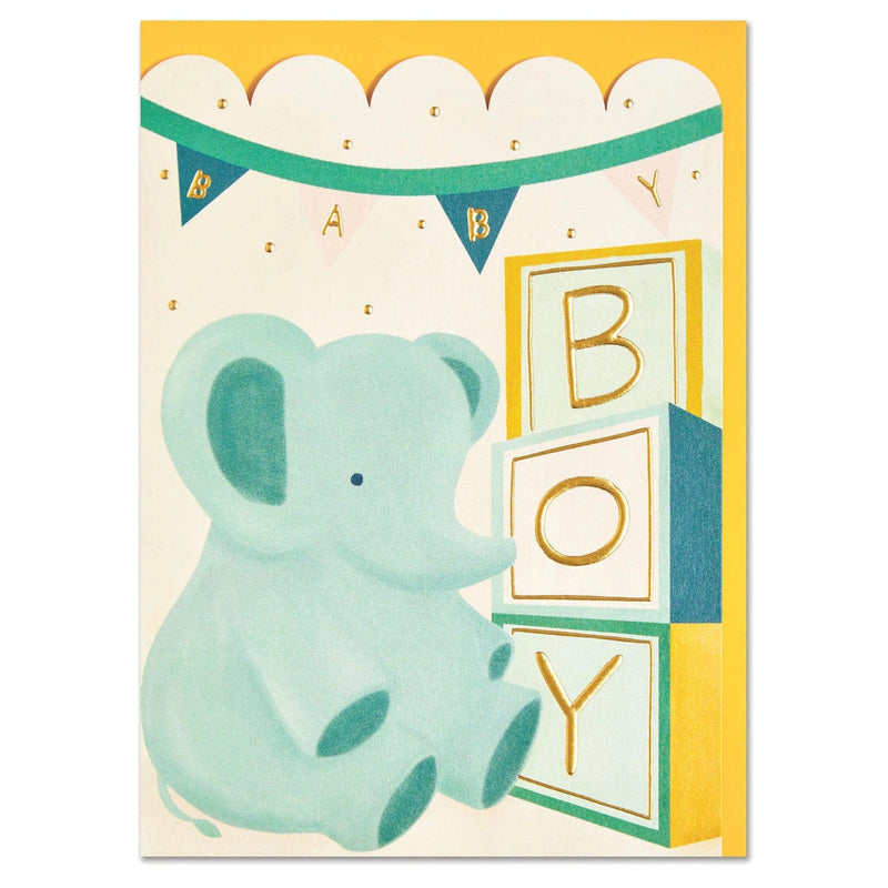 Cute 'Baby Boy' New Baby Blocks Card - SpectrumStore SG