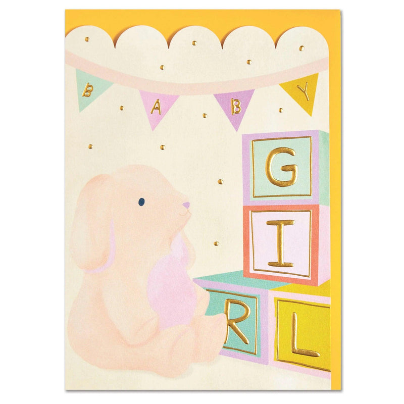Cute 'Baby Girl' New Baby Blocks Card - SpectrumStore SG