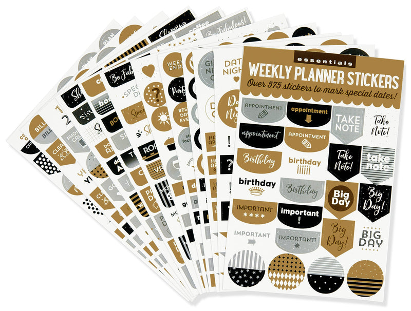 Essentials Weekly Planner Stickers - Black & Gold - SpectrumStore SG