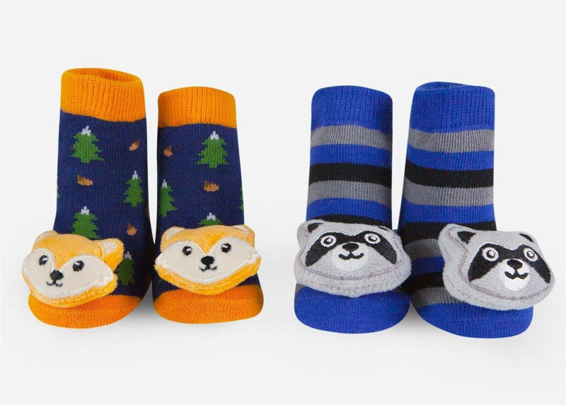 Fox & Raccoon Rattle Socks (2 Pack/ O-12 Mo.) - SpectrumStore SG