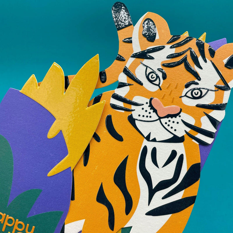 'Happy Birthday' 3D Fold-out Tiger Birthday Card - SpectrumStore SG