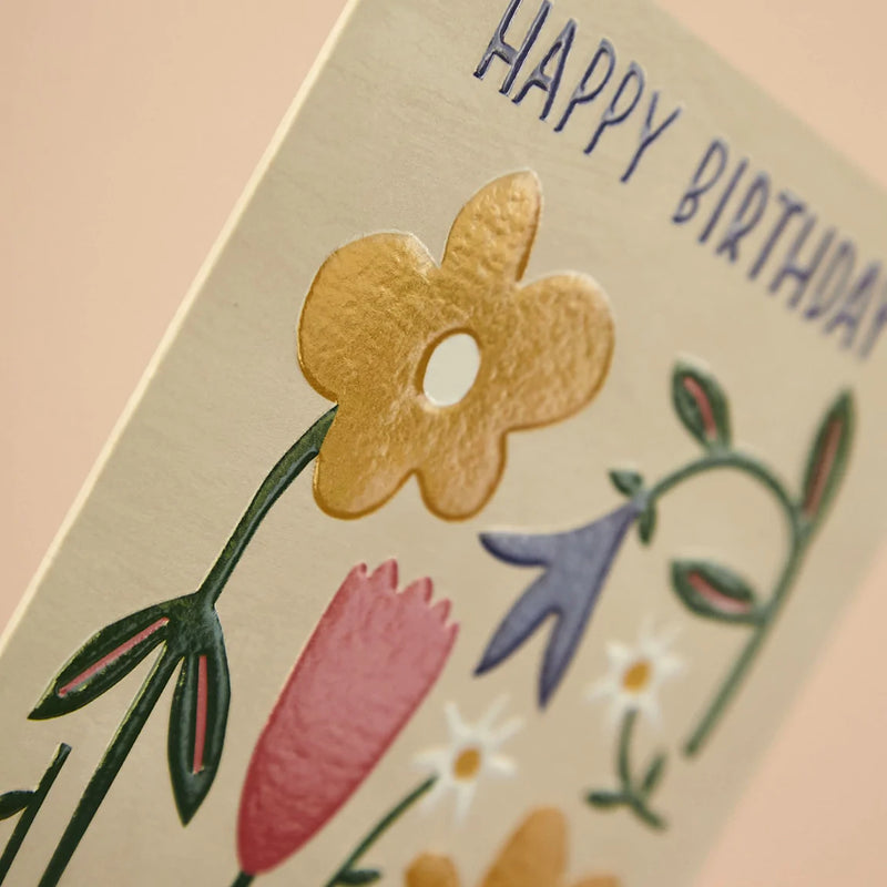 Happy Birthday' Colourful Meadow Flowers Luxury Birthday Card - SpectrumStore SG
