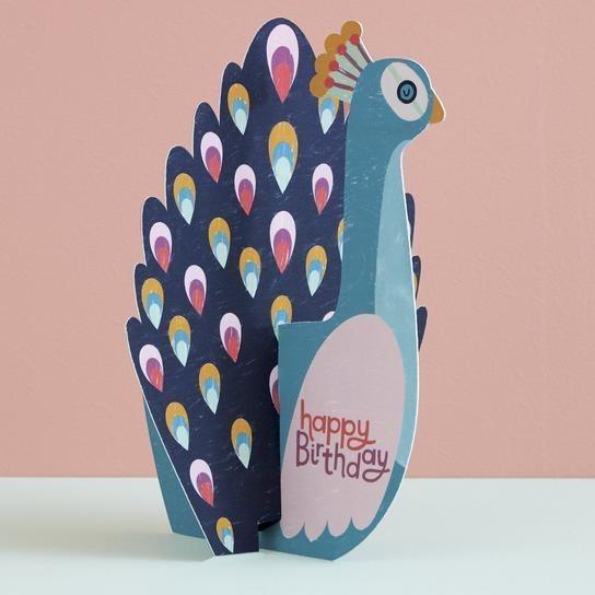 Treasures: 3D fold-out Happy Birthday Card - Peacock - SpectrumStore SG