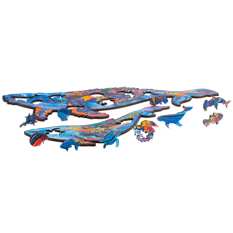 Wooden Puzzle: Milky Whales (Small/Medium) - SpectrumStore SG