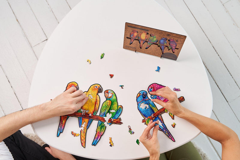 Wooden Puzzle: Playful Parrots (Small/Medium) - SpectrumStore SG