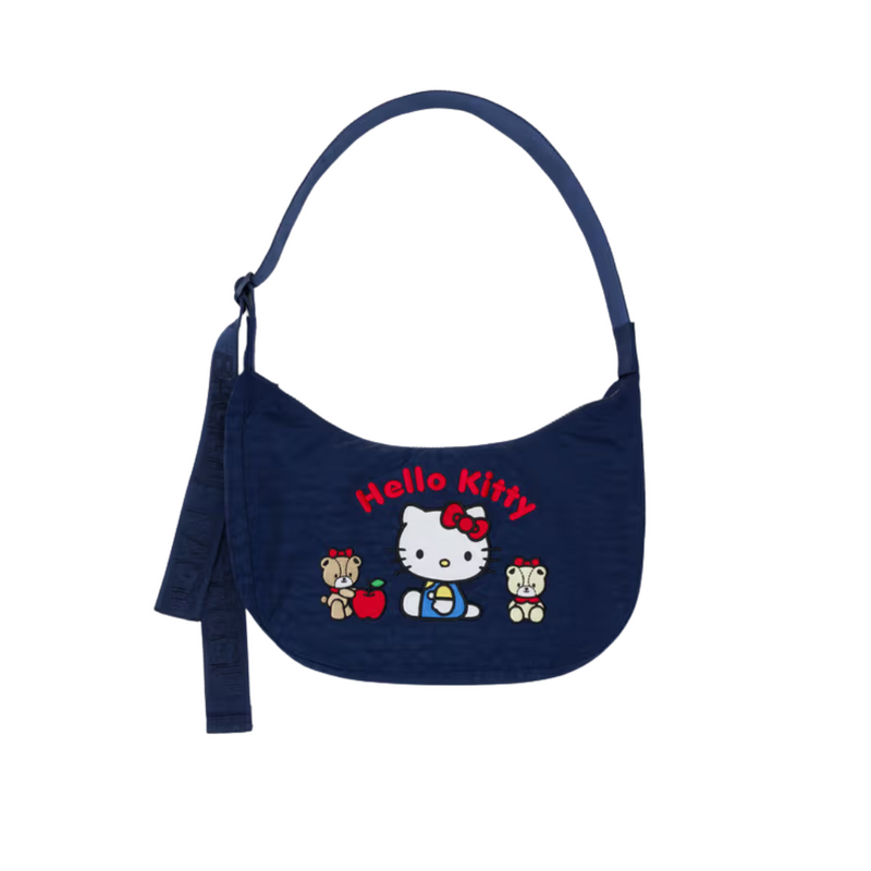 Medium Nylon Crescent Bag - Embroidered Hello Kitty & Teddy