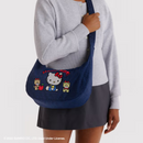 Medium Nylon Crescent Bag - Embroidered Hello Kitty & Teddy