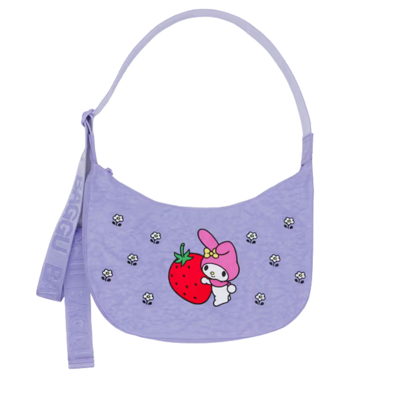 Medium Nylon Crescent Bag - Embroidered My Melody Strawberry