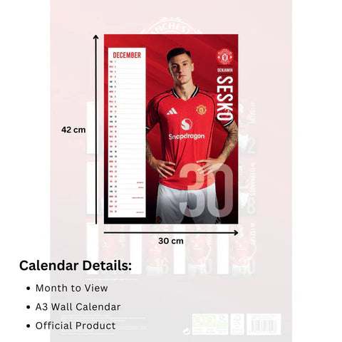 2026 A3 Calendar - Manchester United FC (Pre-Order Arrives End Nov)