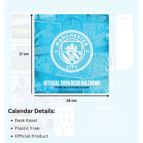 2026 Desk Easel Calendar - Manchester City FC (Pre-Order Arrives End Nov)