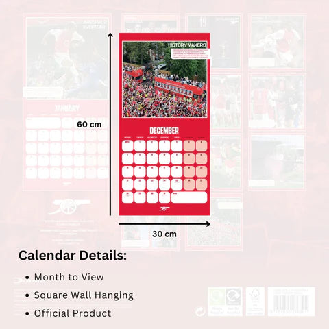 2026 Square Calendar - Arsenal FC Legends (Pre-Order Arrives End Nov)