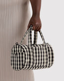 Nylon Duffle Bag - Black and Cream Gingham