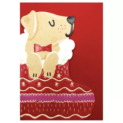 Dog In Stocking Card
