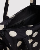 Nylon Duffle Bag - Black and Cream Polka Dot