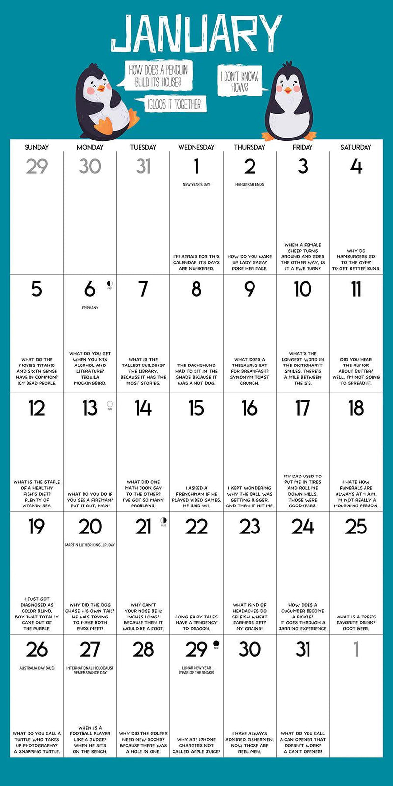 Bad Dad Jokes 2025 Wall Calendar