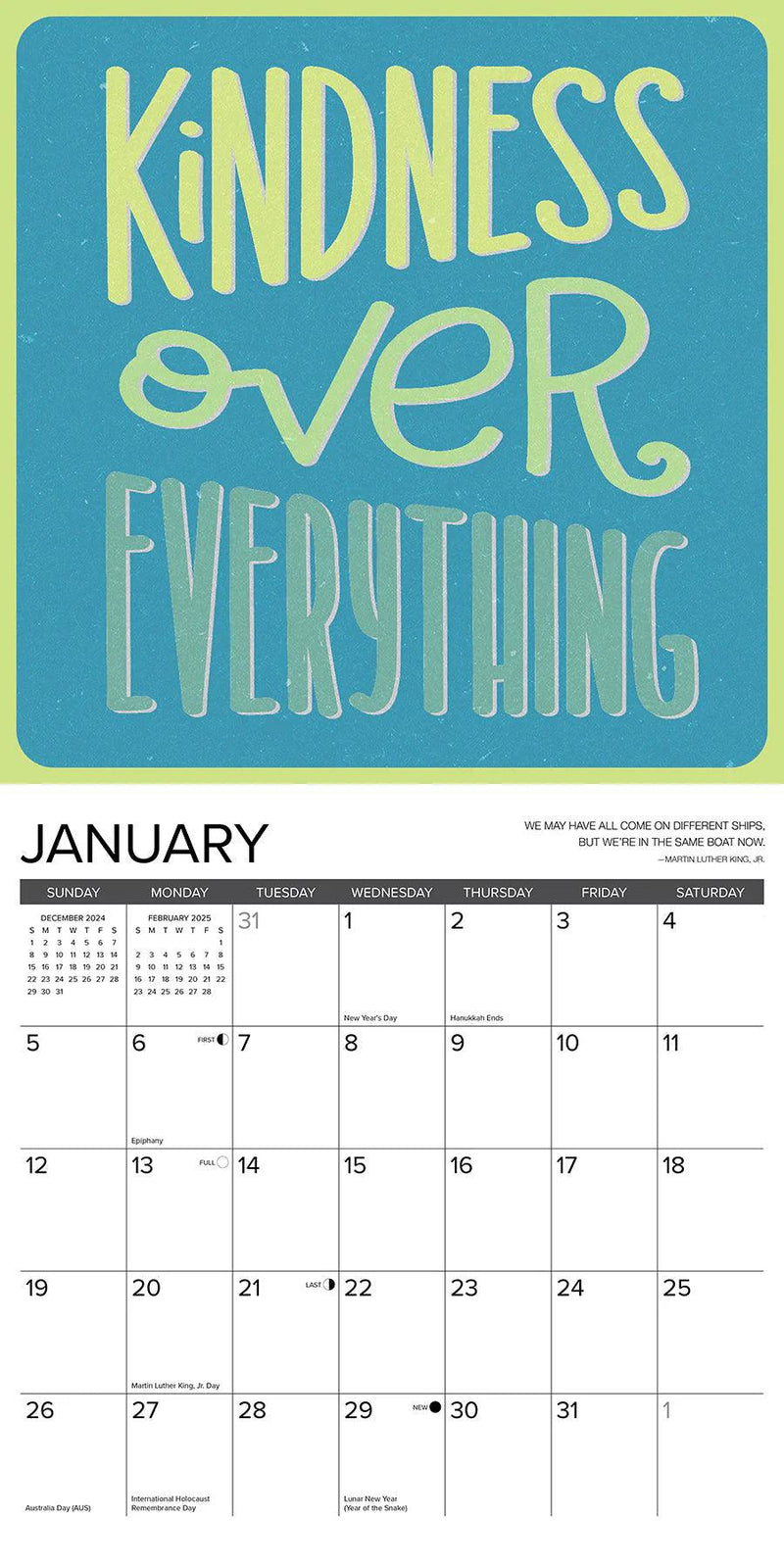 Be Kind Every Day 2025 Wall Calendar