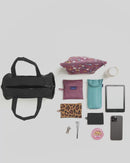 Nylon Duffle Bag - Black and Cream Polka Dot
