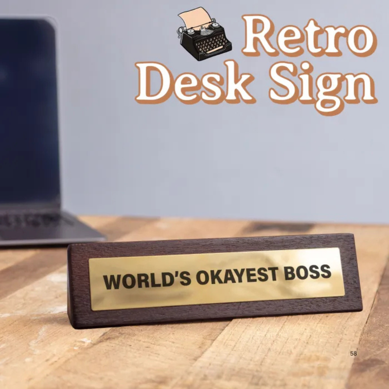 Wooden Desk Sign -  World's Okayest Boss