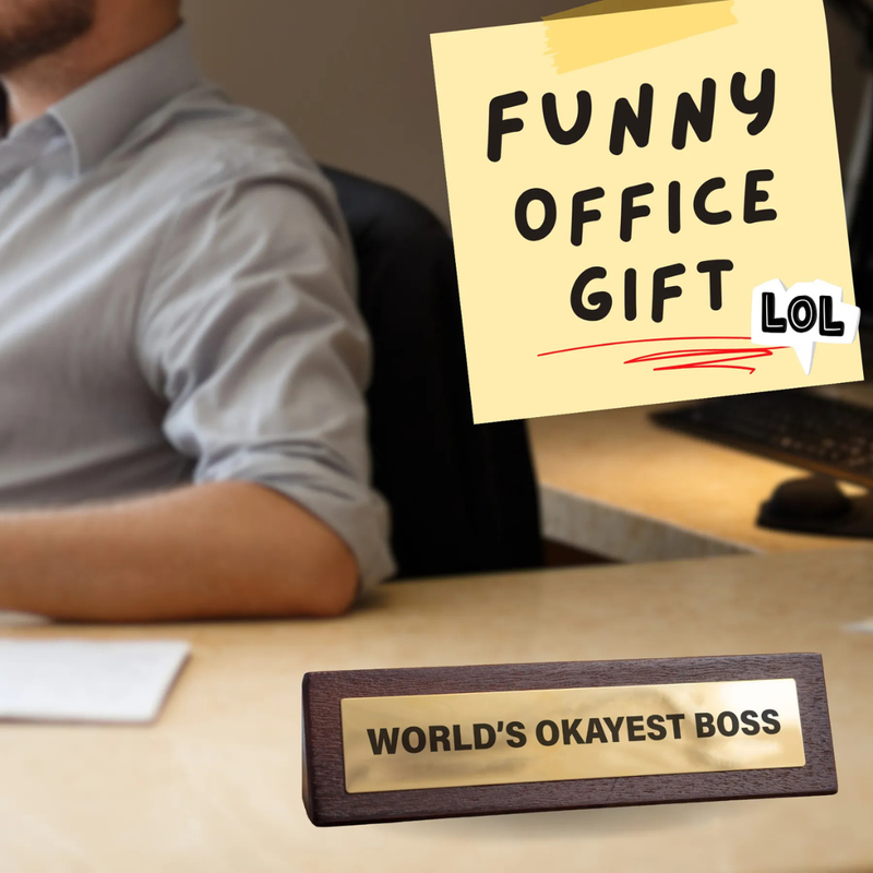 Wooden Desk Sign -  World's Okayest Boss