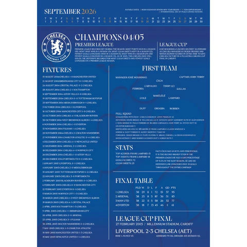 2026 A3 Deluxe Calendar - Chelsea FC (Pre-Order Arrives End Nov)