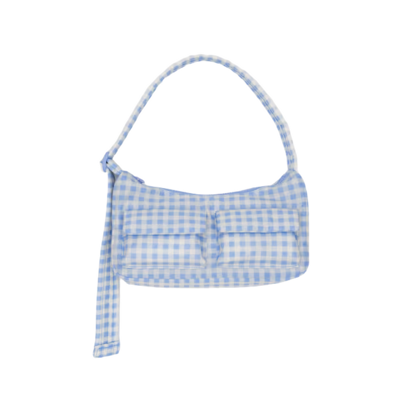 Cargo Shoulder Bag - Light Blue Gingham