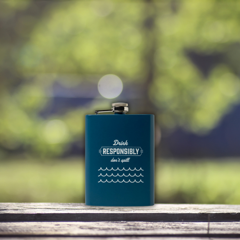 On The Rockies Stainless Steel Flask - Drink Responsibly