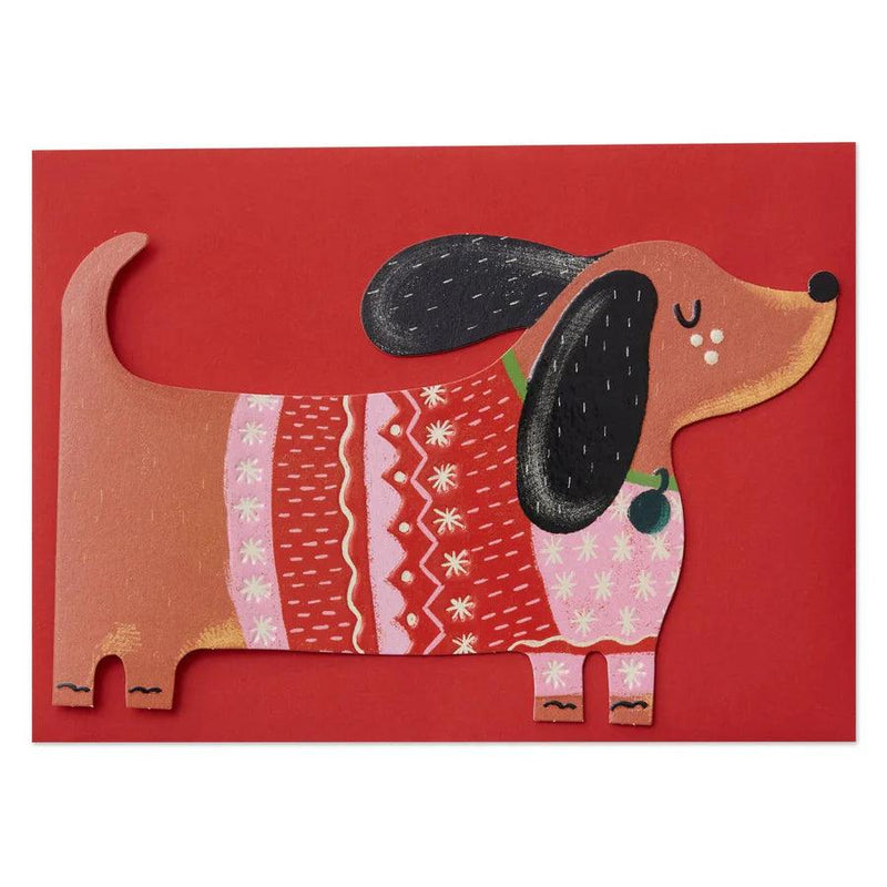Dachshund Dog In Christmas Jumper Card