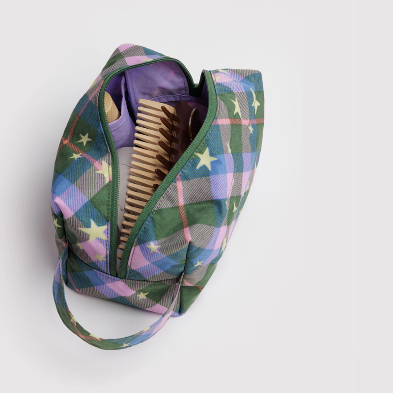 Dopp Kit - Green Star Plaid