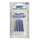 Happy Birthday Cake Topper & Candle Set - Navy Blue