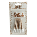 Happy Birthday Cake Topper & Candle Set - Rose Gold