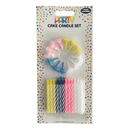 Birthday Cake Candle & Holder Set - Multi-Coloured