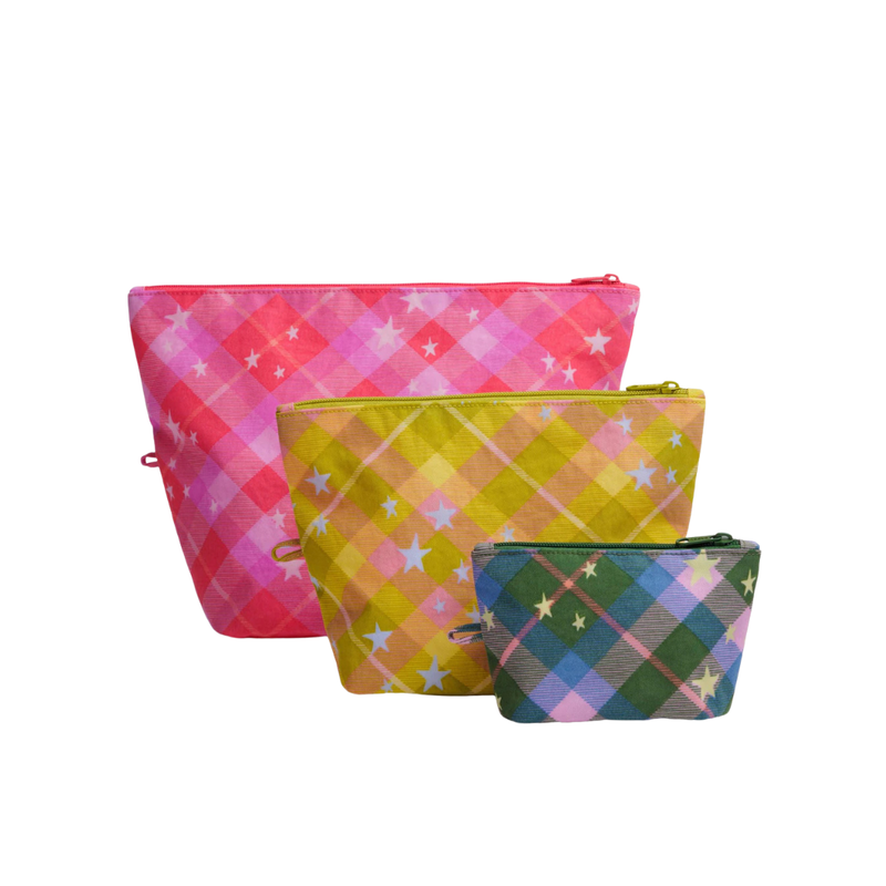 Go Pouch Set - Star Plaid
