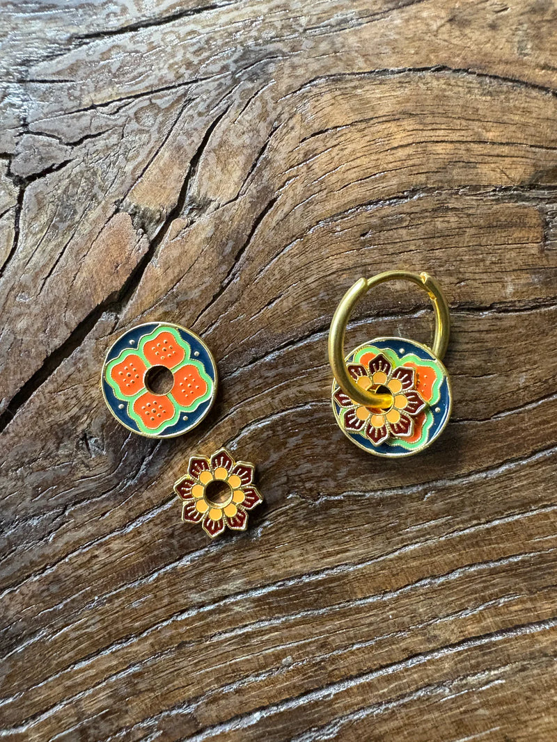 Hoop Earrings - Peranakan Blue