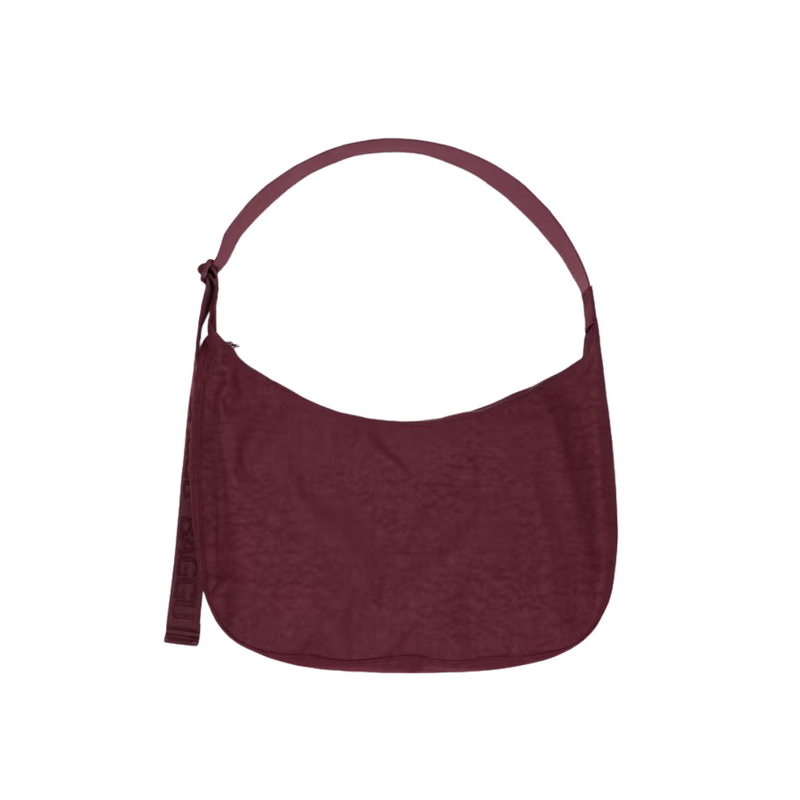 Large Nylon Crescent Bag - Mahogany