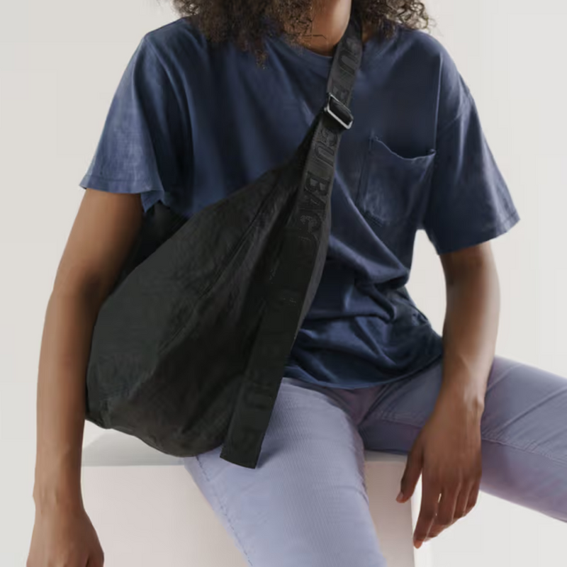 Large Nylon Crescent Bag - Black