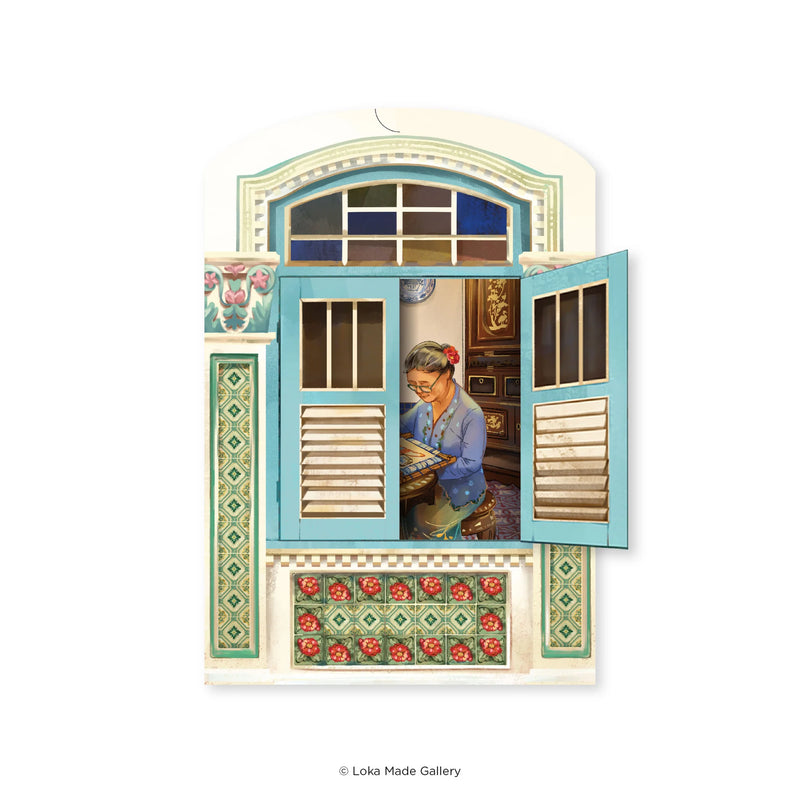 Singapore Shaped Postcard - Nyonya’s Memoir Embroidering Beauty