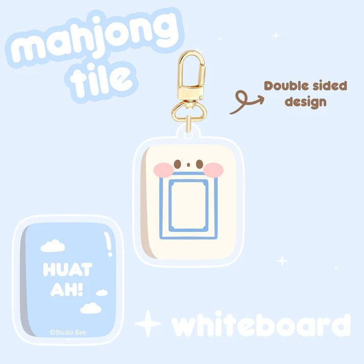Mahjong Tiles Double Sided Keychain - Whiteboard