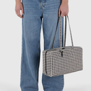 Medium Nylon Bowler Bag - Black & White Gingham