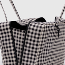 Medium Nylon Bowler Bag - Black & White Gingham