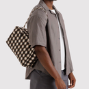 Medium Nylon Bowler Bag -  Blurred Gingham Brown (Pre Order Arrives End Feb)