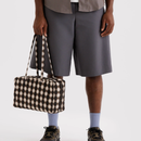 Medium Nylon Bowler Bag -  Blurred Gingham Brown (Pre Order Arrives End Feb)