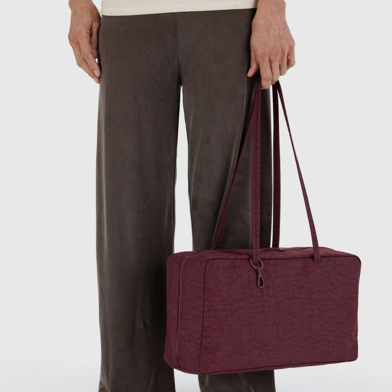 Medium Nylon Bowler Bag - Mahogany