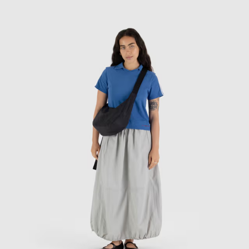 Medium Nylon Crescent Bag - Black